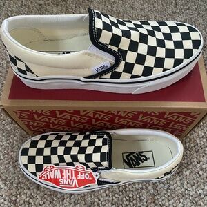Vans Women’s Checkerboard Slip-On Shoes - Black and Cream NWT